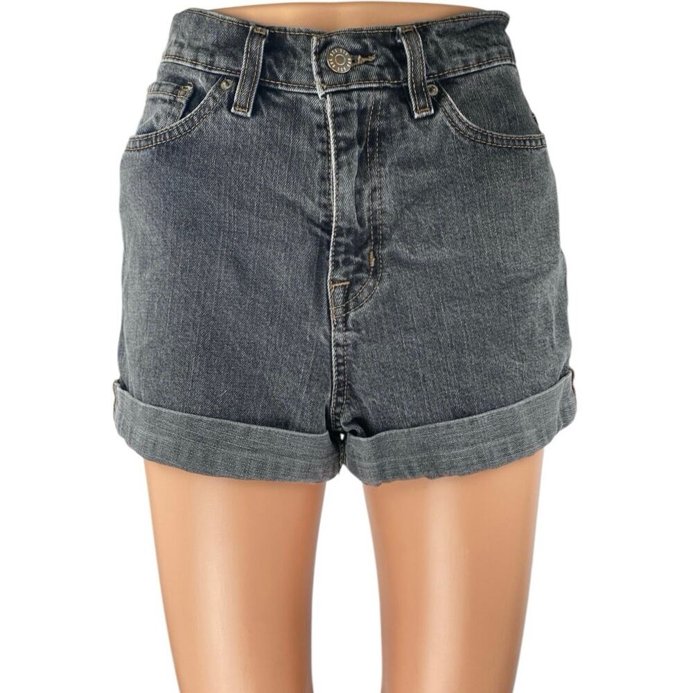 Urban Outfitters BDG Black Washed High Rise Cuffed Denim Jean Shorts Size 26